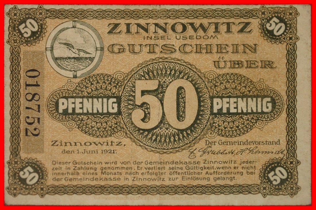  * POMERANIA: GERMANY ZINNOWITZ ★ 50 PFENNIG 1921 CRISP! JUST PUBLISHED!★LOW START ★ NO RESERVE!   