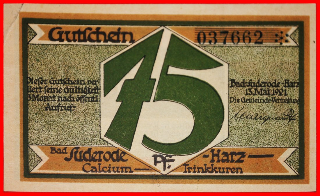  * SAXONY: GERMANY SUDERODE ★ 75 PFENNIGS 1921 CRISP!★LOW START ★ NO RESERVE!   