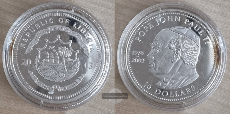  Liberia   5 Dollar  2003  FM-Frankfurt  Feingewicht: 10g Silber vz/PP   