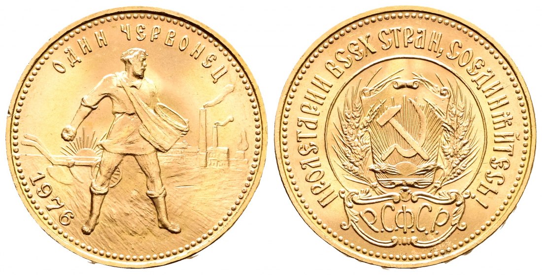 PEUS 1437 Russland 7,74 g Feingold. Tscherwonez 10 Rubel GOLD 1976 Kl. Kratzer, fast Stempelglanz