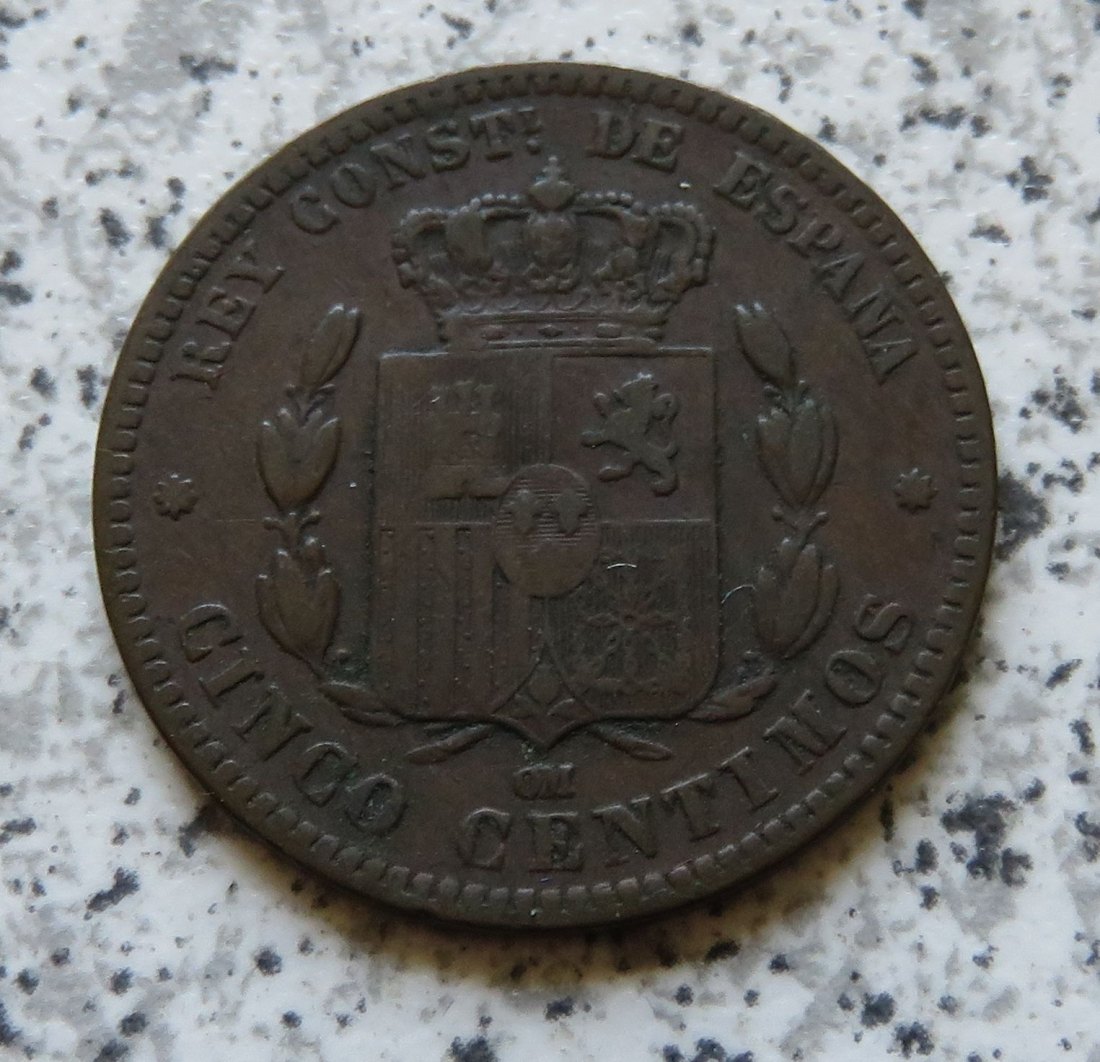  Spanien 5 Centimos 1877   