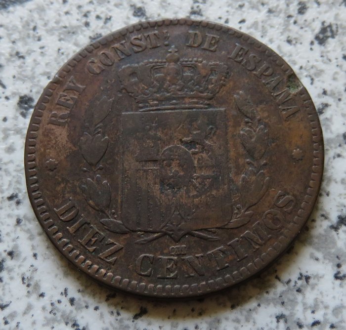  Spanien 10 Centimos 1877   