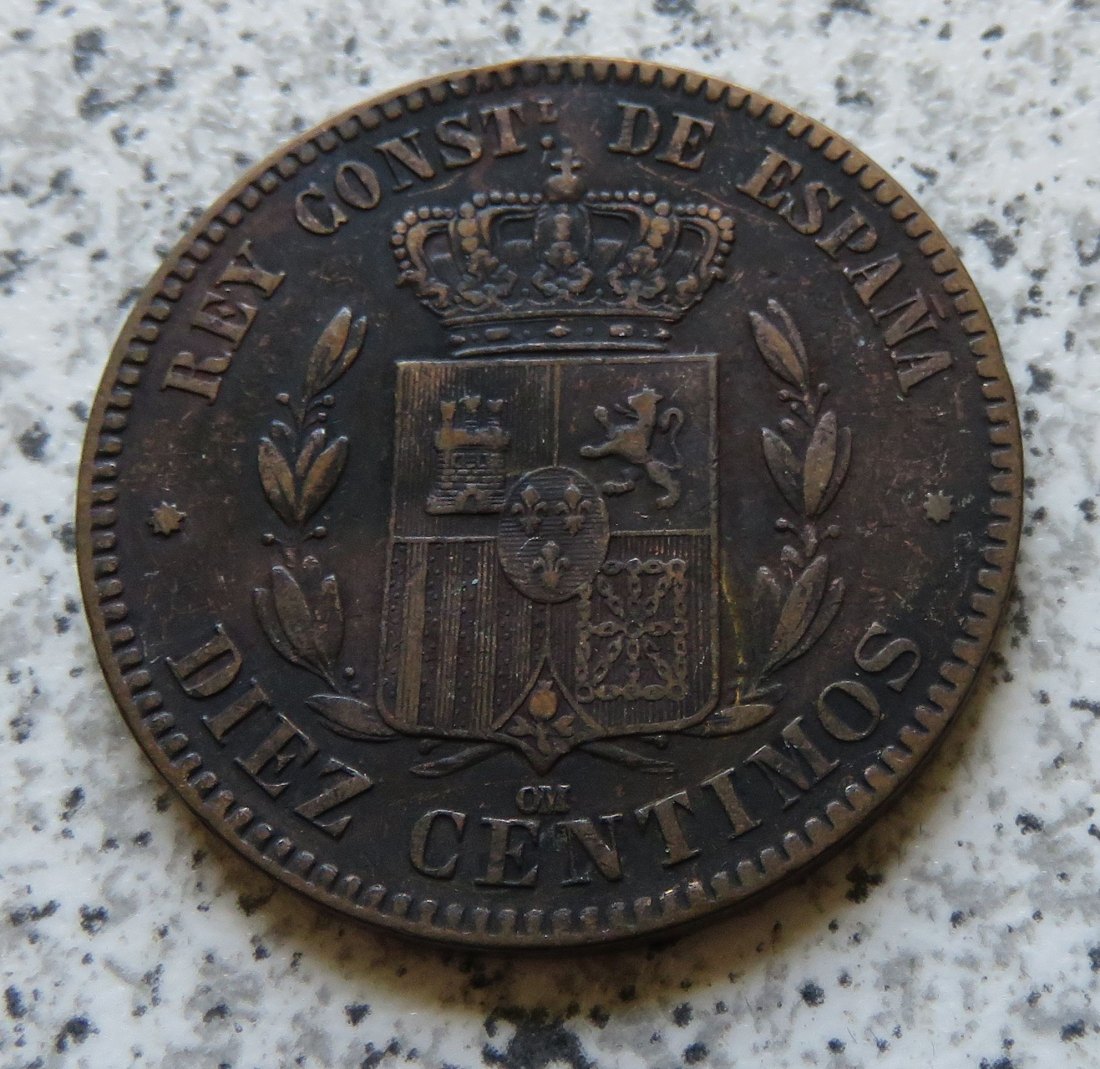  Spanien 10 Centimos 1878   