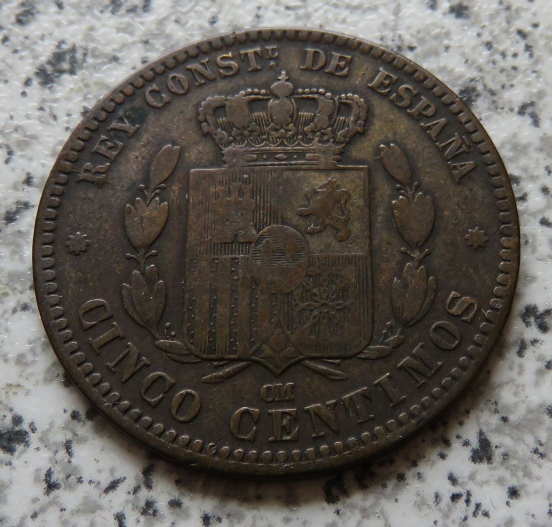  Spanien 5 Centimos 1878   