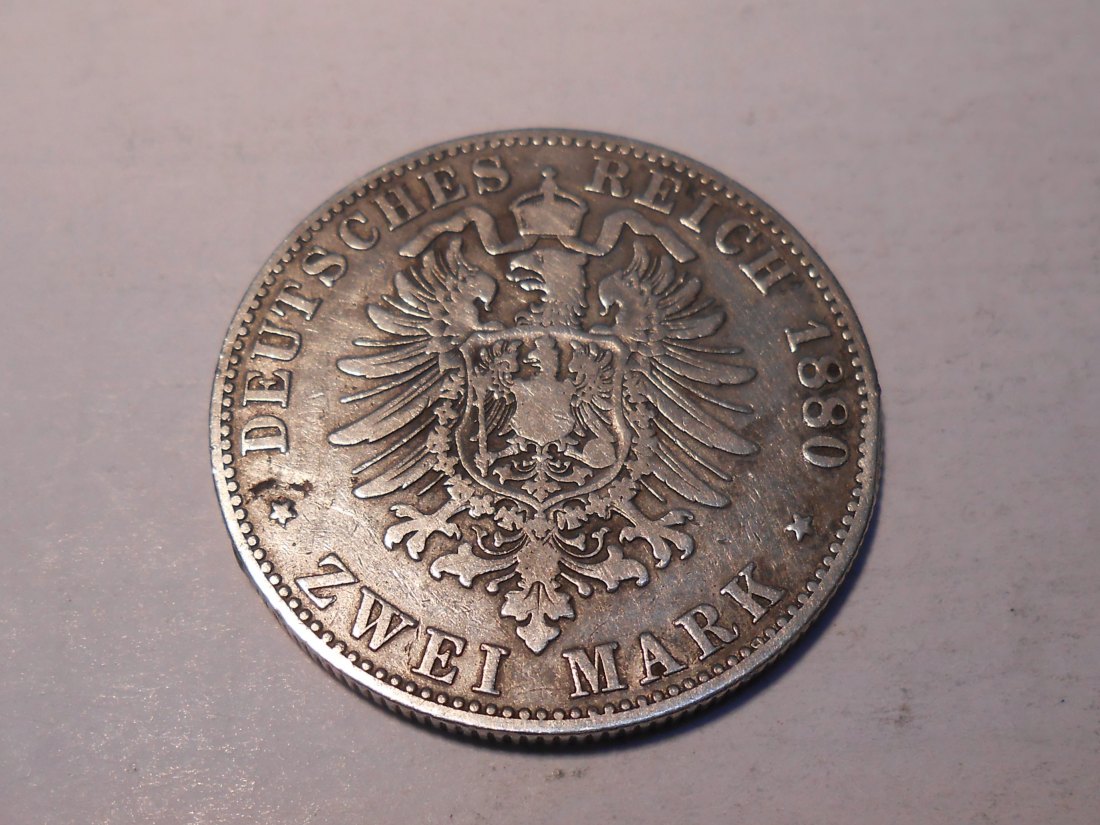  Kaiserreich Silbermünze 2 Mark Preußen 1880 A   