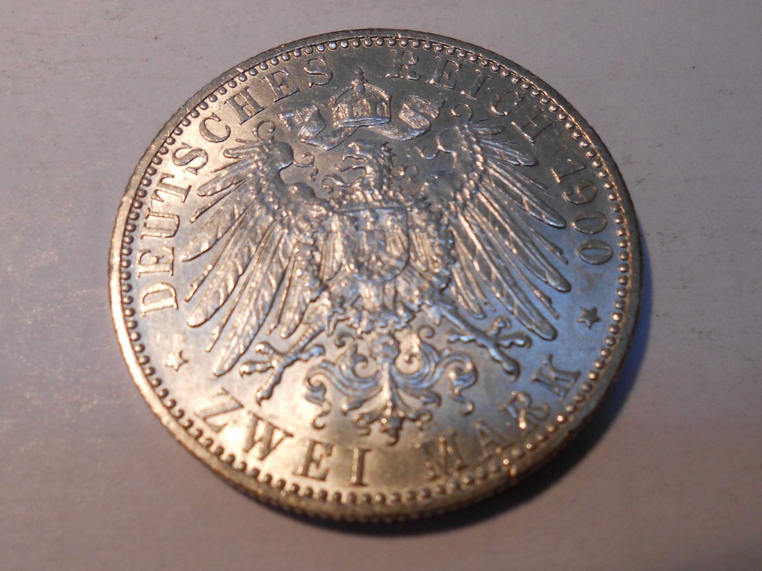  Kaiserreich Silbermünze 2 Mark Preußen 1900 A   
