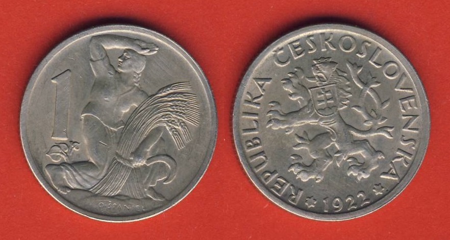  Tschechoslowakei 1 Koruna 1922   