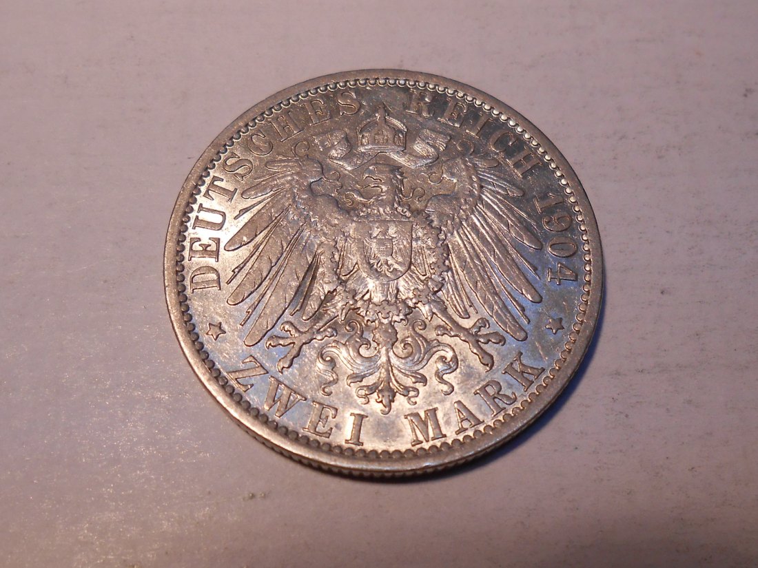  Kaiserreich Silbermünze 2 Mark Preußen 1904 A   