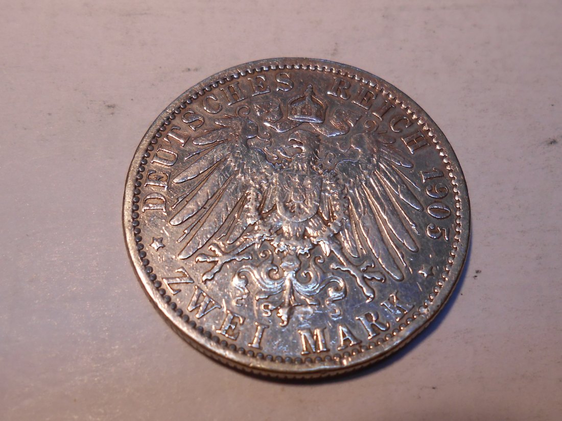 Kaiserreich Silbermünze 2 Mark Preußen 1905 A   