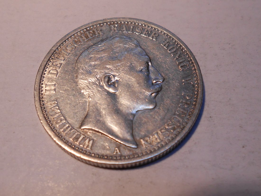  Kaiserreich Silbermünze 2 Mark Preußen 1907 A   