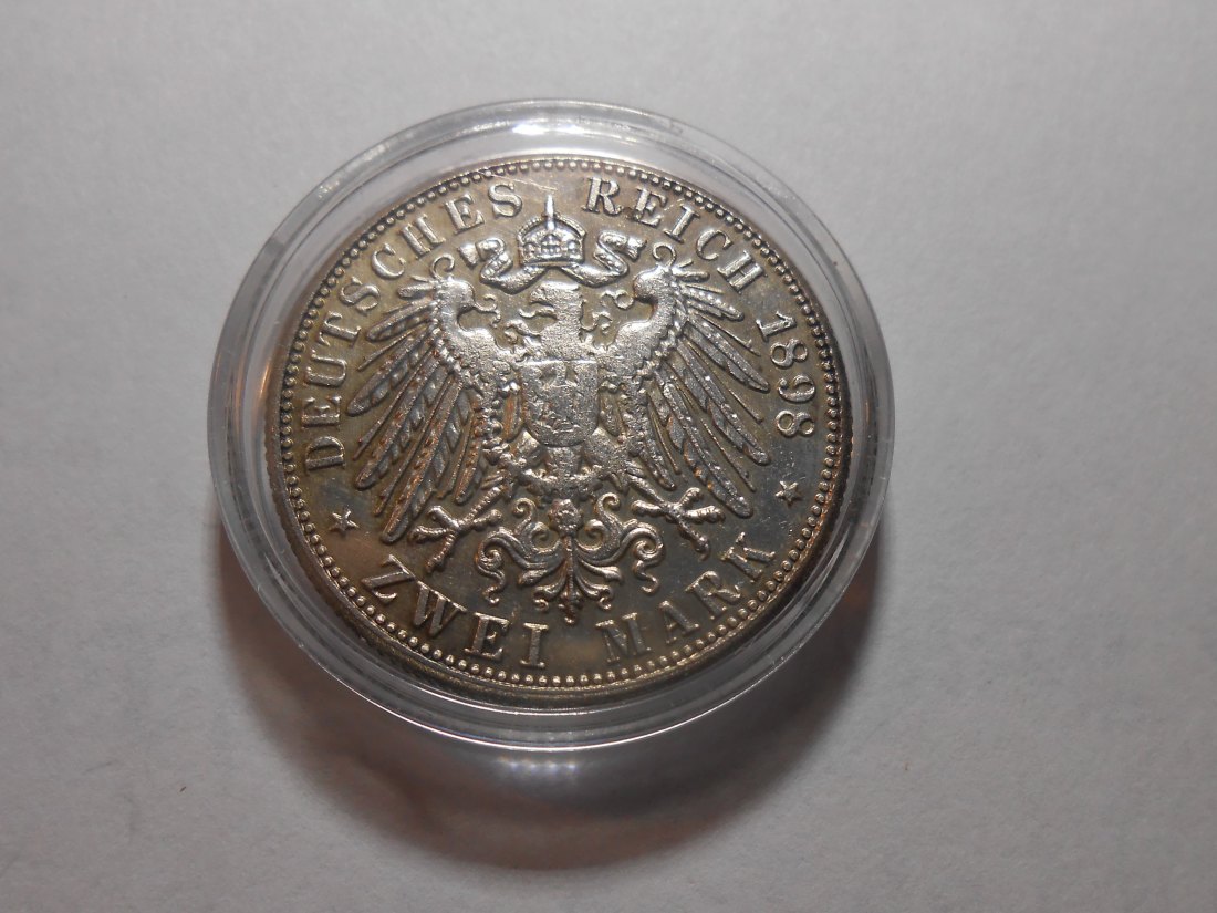  Kaiserreich Silbermünze 2 Mark Bayern 1898 D   