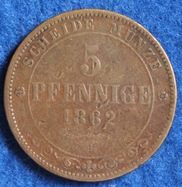  Sachsen, Johann, 1862, 5 Pfennig #052   