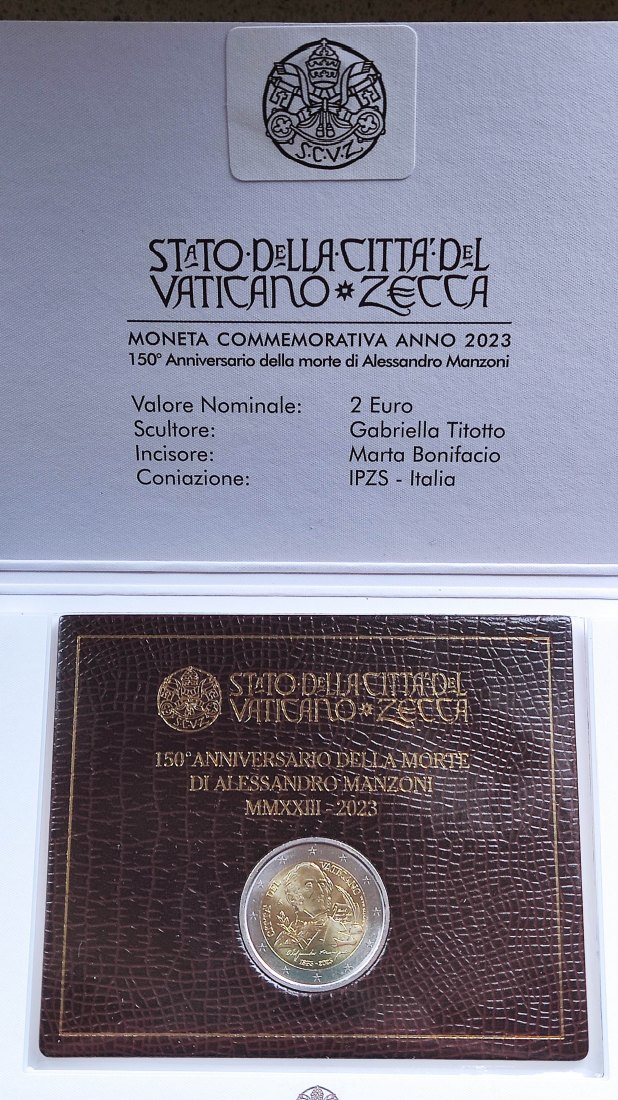  Vatikan 2 Euro 2023 150. Todesjahr Alessandro Manzoni   
