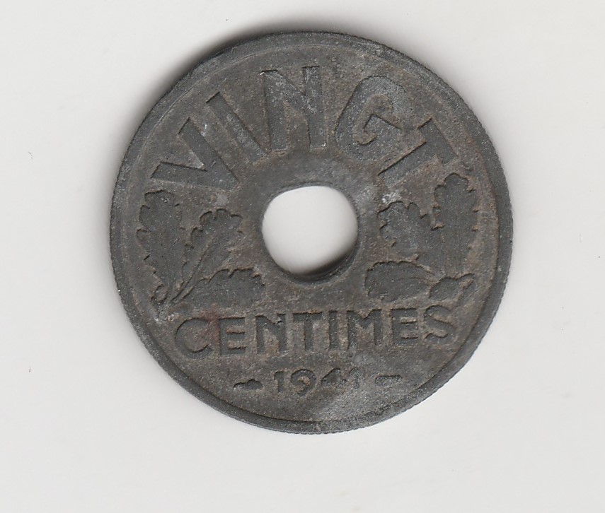  20( Vingt )Centimes Frankreich 1941 Zink (N012)   