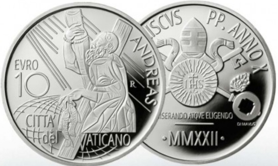 Vatikan 10 Euro Silber 2022 proof pp die 12 Apostel - Heiliger Andreas   