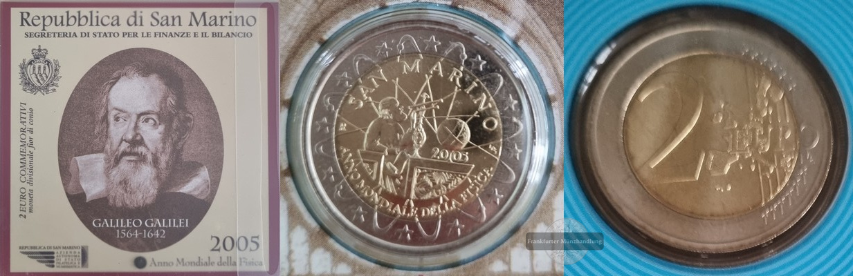  San Marino   2 Euro  2005   International Year of Physics - Galileo Galilei  FM-Frankfurt   