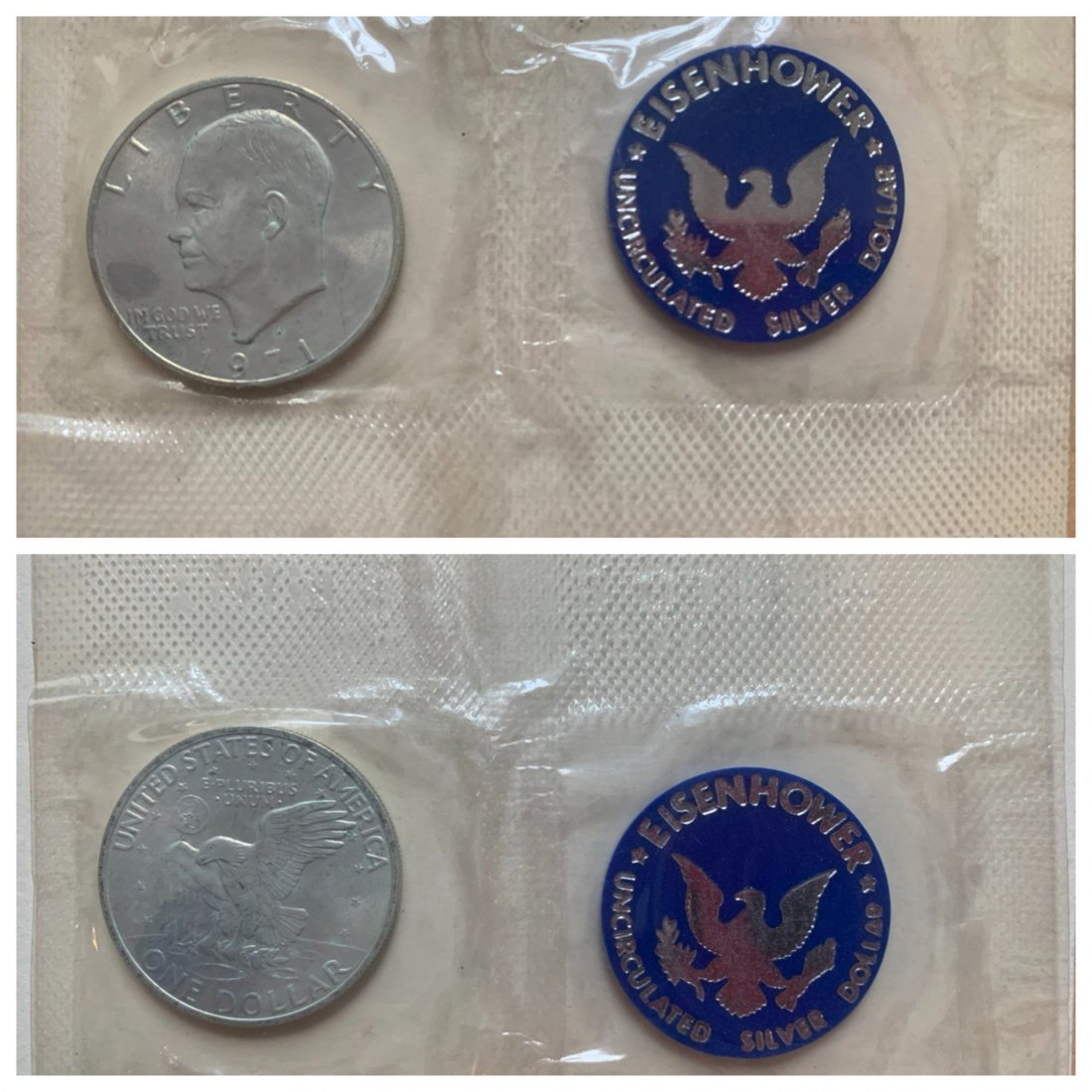  USA 1$ 1971 BU Eisenhower Uncirculated Silver Dollar Booklet   