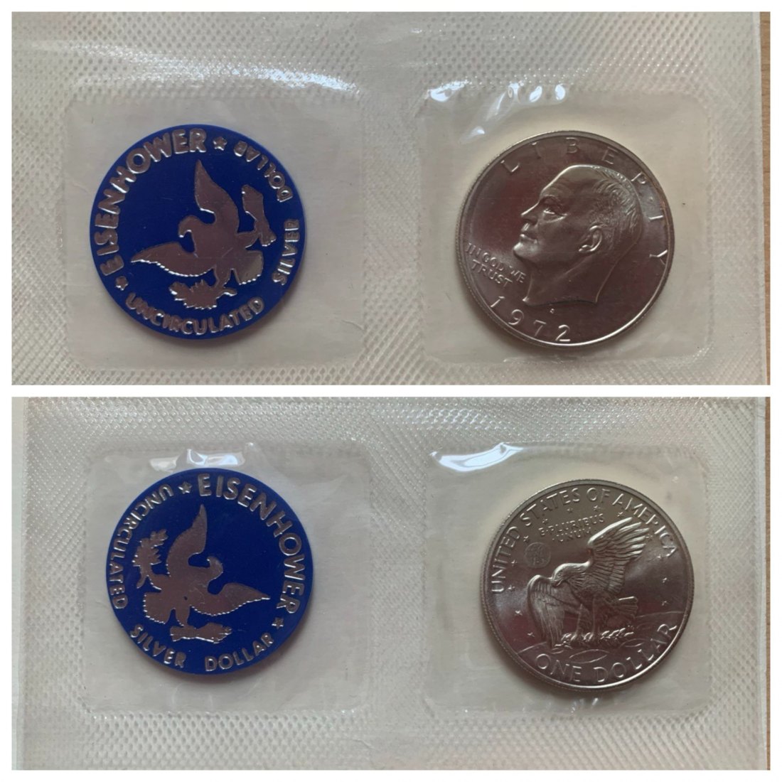 USA 1$ 1972 BU Eisenhower Uncirculated Silver Dollar Booklet