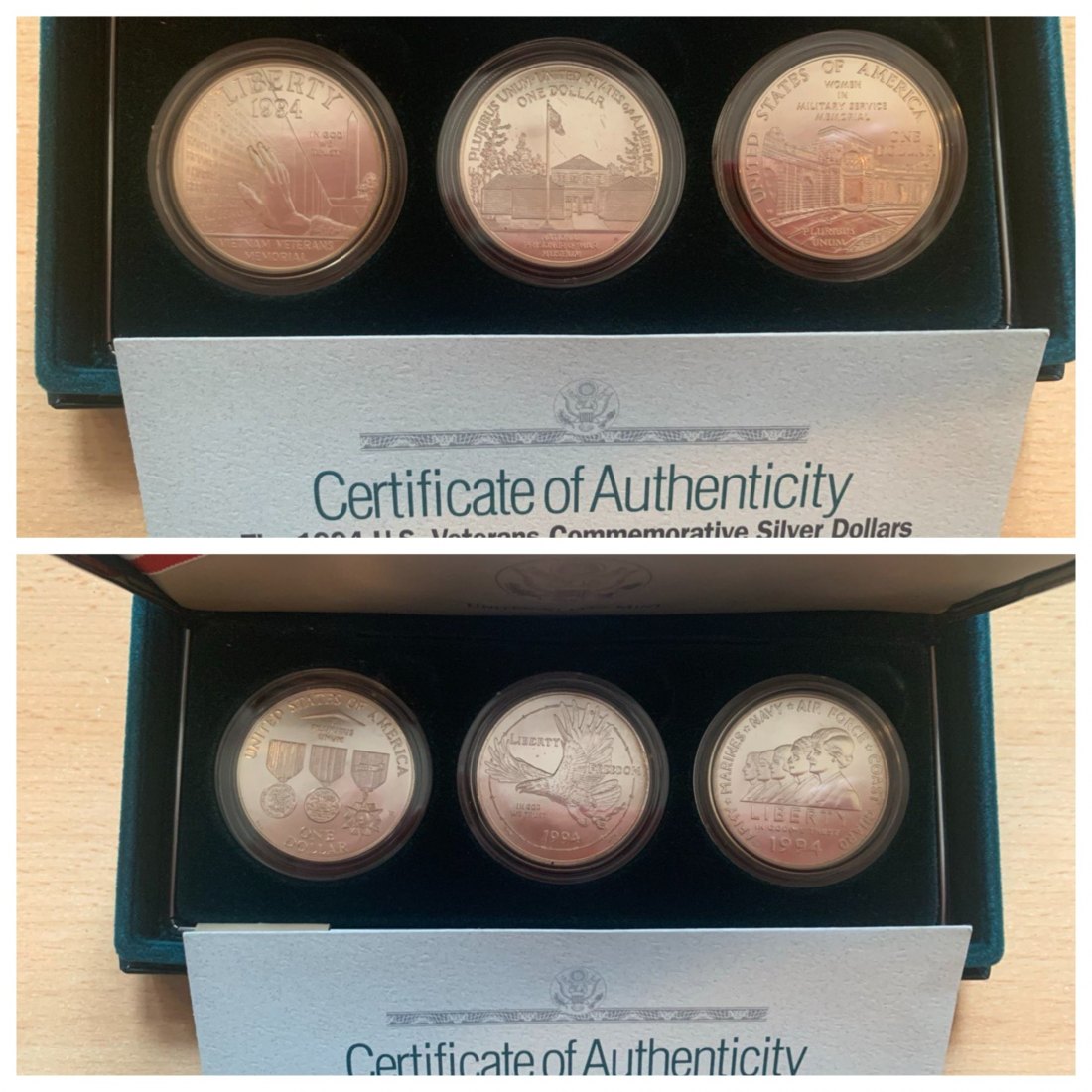 USA 1$ BU 1994 US Veterans Commemorative BOX (3 coins)