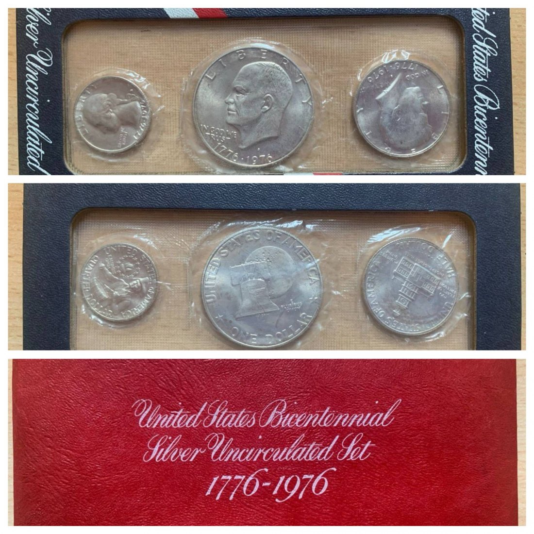  USA 1976 Zweihundertjahrfeier Silber-Stempelset 1776-1976 (3 Münzen)   