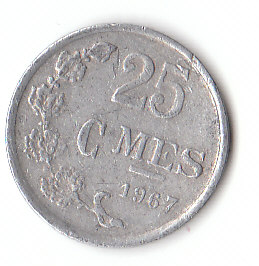  25 Centimes Luxemburg 1967 (F119)b.   