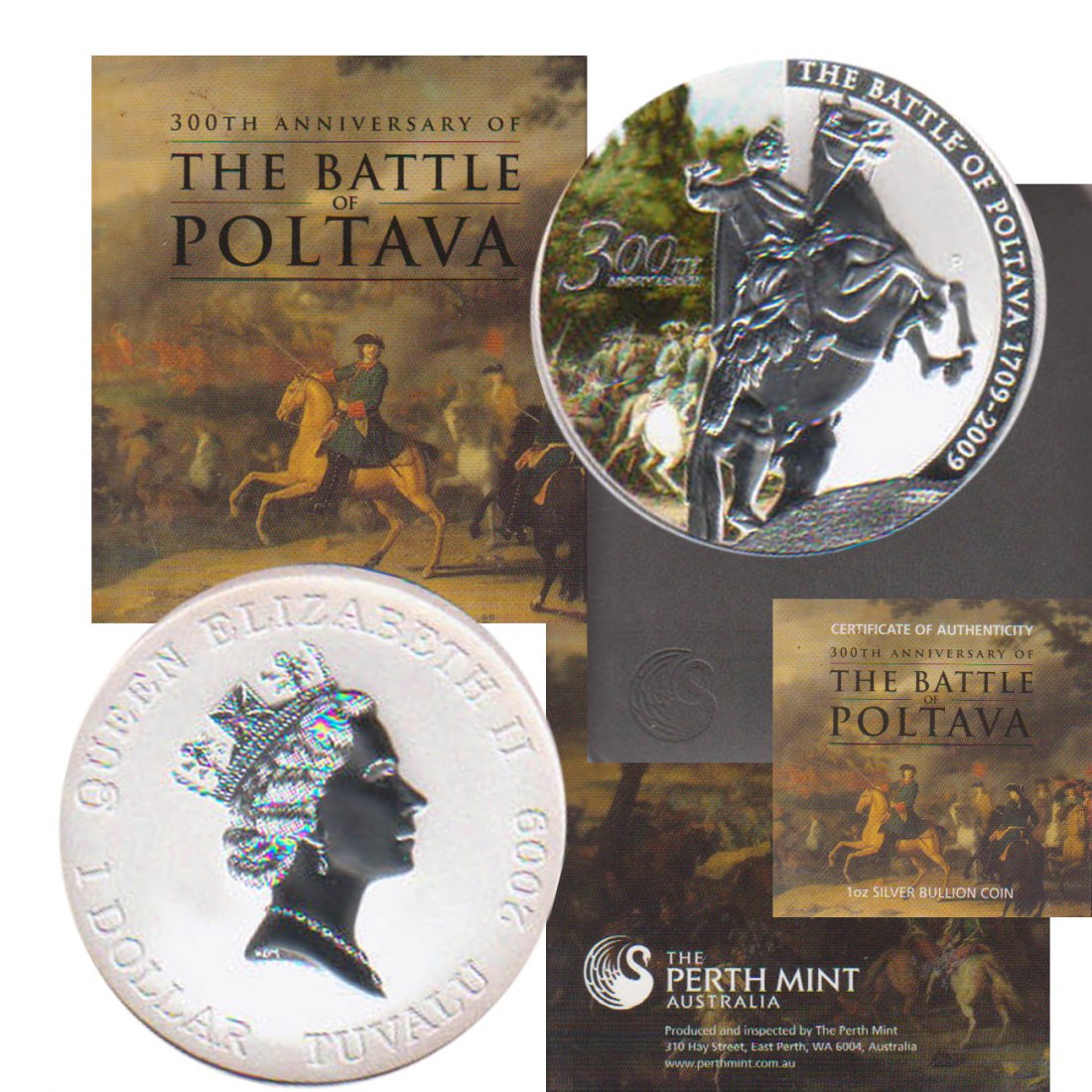  Tuvalu 1$-Silbermünze *Schlacht bei Poltawa* 2009 *PP* 1oz Silber in Farbe nur 10.000St!   