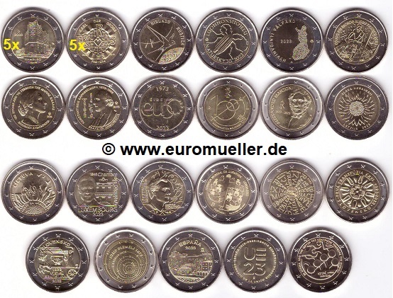 Slowenien 31x 2 Euro Gedenkmünzen 2023...komplett....unc.   