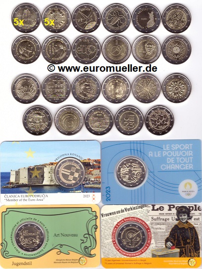 Frankreich 35x 2 Euro Gedenkmünzen 2023...komplett....unc....und CC   