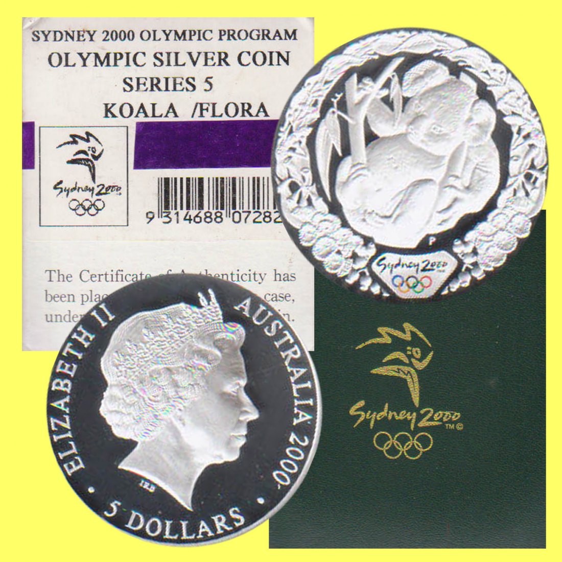  Australien 5$-Farb-Silbermünze *Koala - Olymp. 2000 in Sydney* 2000 *PP* 1oz Silber   