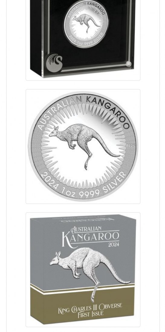  Australien 1 Oz Silber 2024 pp Känguru - Kangaroo King Charles III, Auflage 7.500   