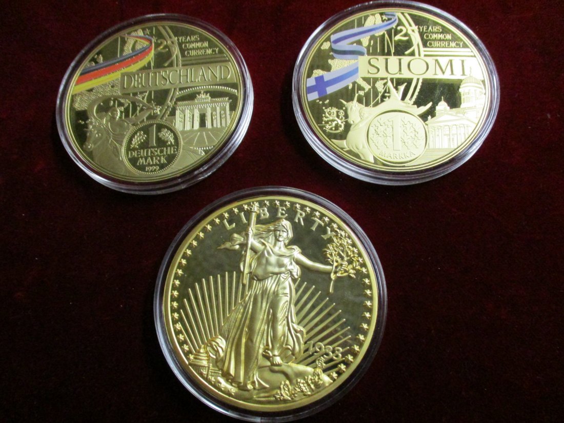  3 Medaillen 25 Jahre Deutschland - Finnland - Liberty mit Zertifikat / MF1   