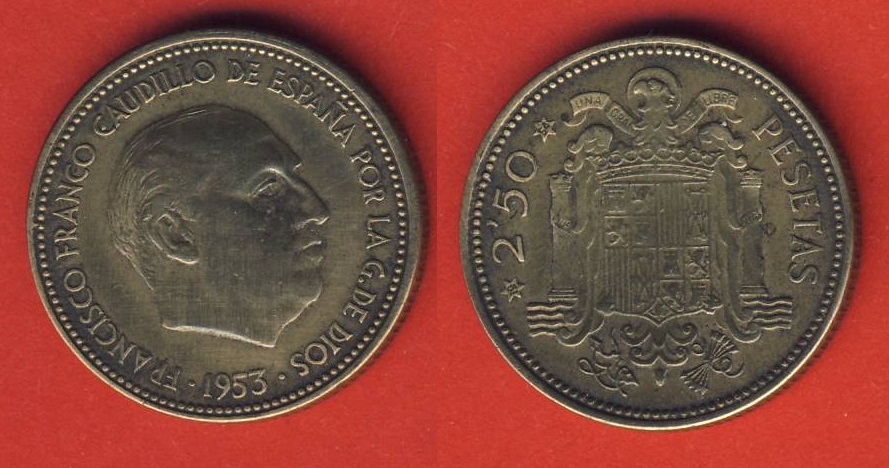  Spanien 2,50 Pesetas 1953 ( * 54)   