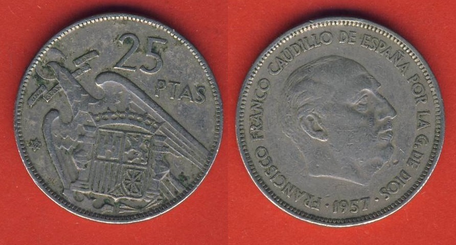  Spanien 25 Peseten 1957 ( * 59)   