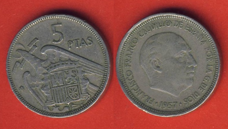  Spanien 5 Peseten 1957 ( * 59)   