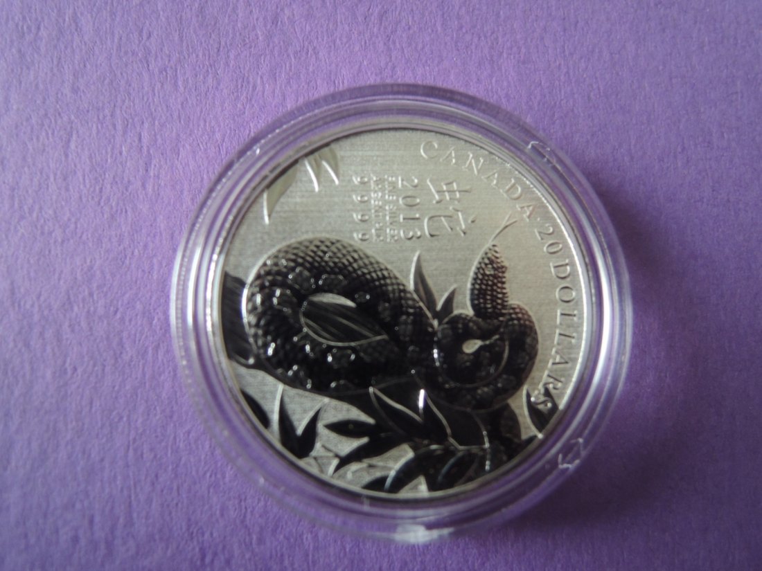  2 Ex. - CANADA 20 Dollar-Silber - 2013 - „Year of the Snake“ mit Zertifikat   