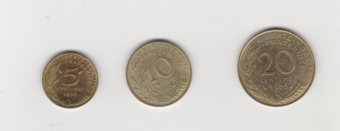  5,10 und 20  Centimes Frankreich 1986 (N041)   