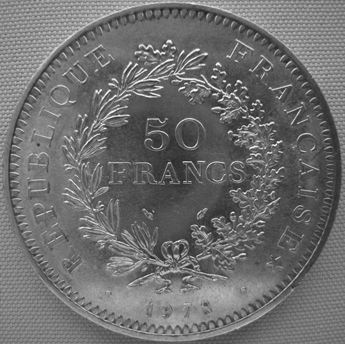  Frankreich 50 Francs 1978, Ag .900   