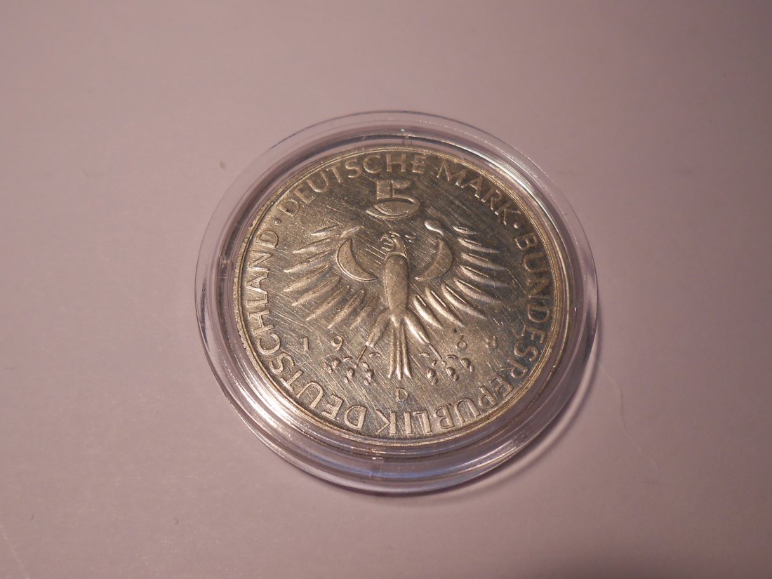  Deutschland Silber, 5 DM 1968 D 150. Geburtstag Max von Pettenkofer   