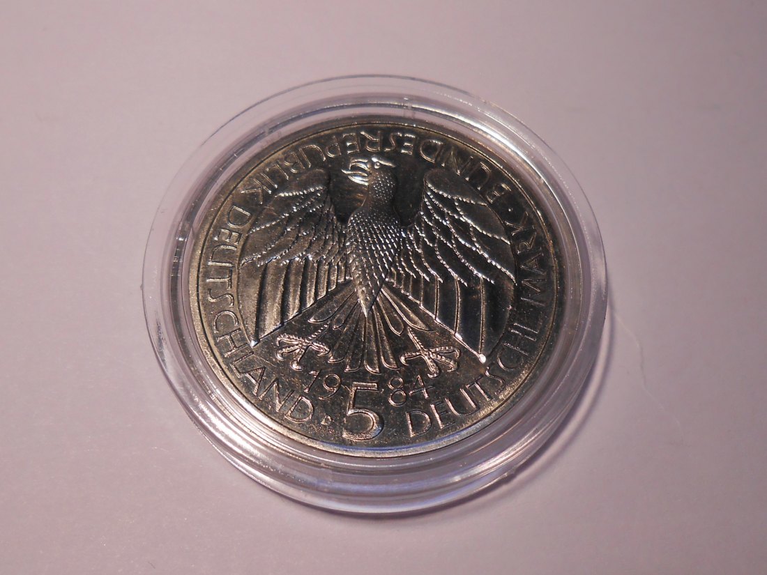  Deutschland Silber, 5 DM 1984 D  150.Jahrestag der Gründung des Deutscher Zollvereins   