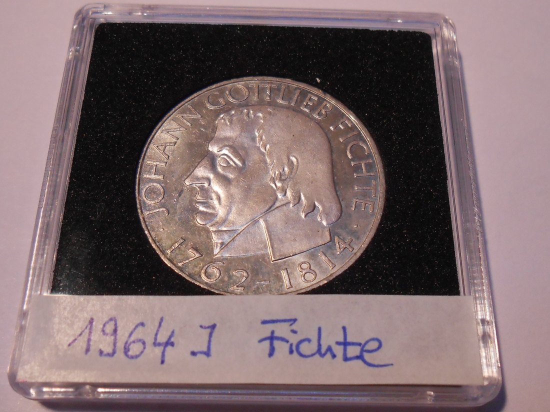  Deutschland Silber, 5 DM 1964 J   150. Todestag Johann Gottlieb Fichte   