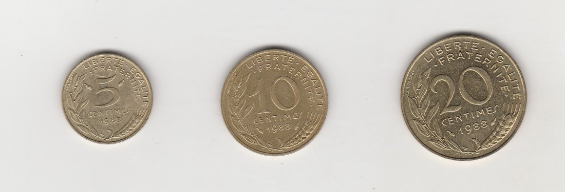  5,10 und 20  Centimes Frankreich 1988 (N053)   