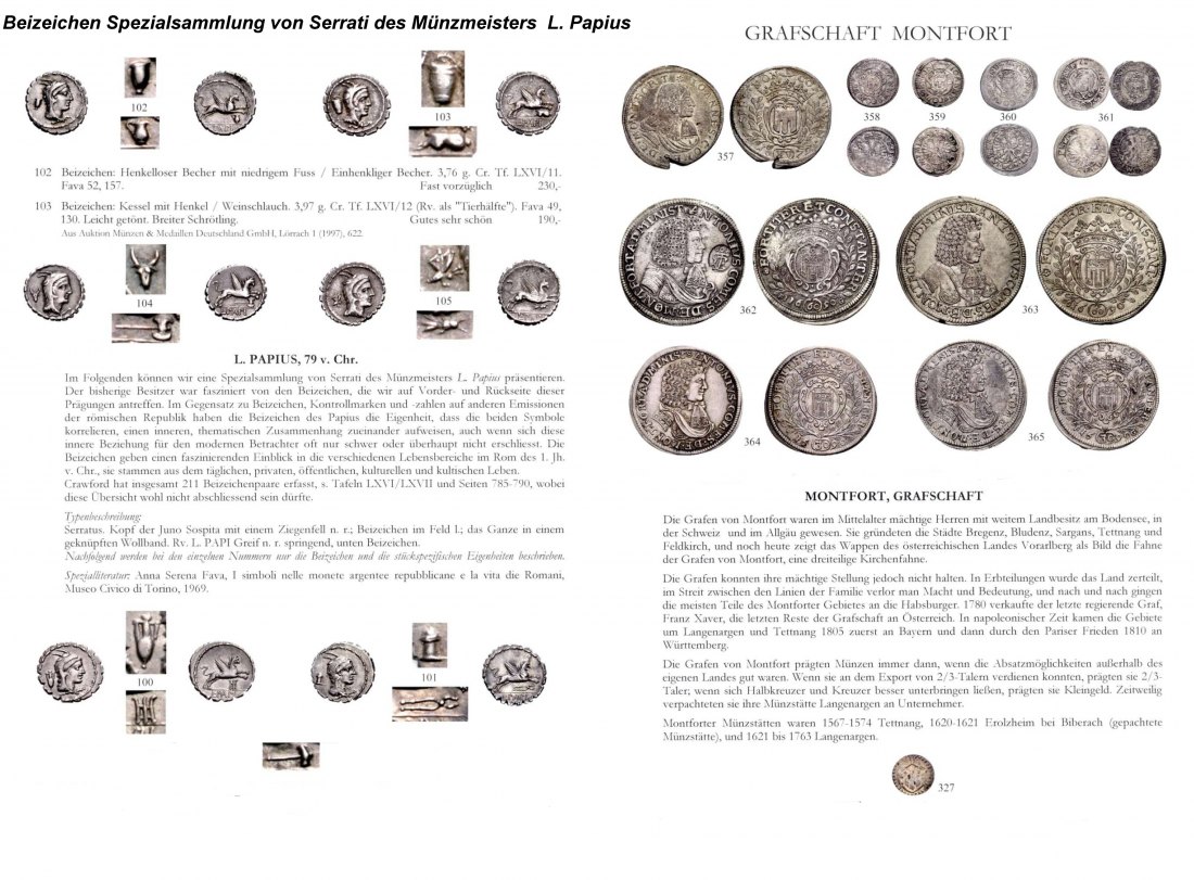  M & M GMBH Weil am Rhein 37 (2012) Beizeichen Spezialsammlung von Serrati des Münzmeisters L. Papius   