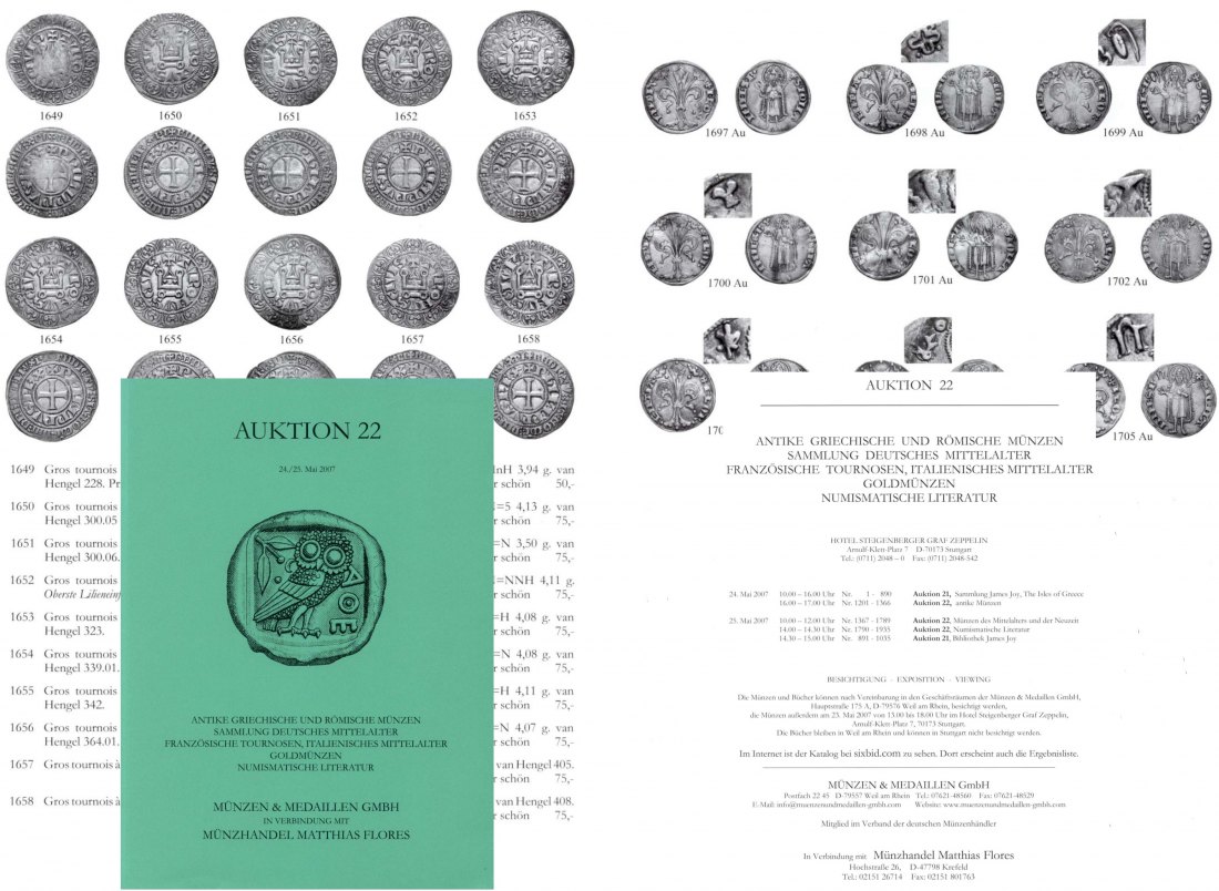  M & M GMBH Weil am Rhein 22 (2007) Sammlung Deutsches Mittelalter ,Sammlung Französische Tournosen   