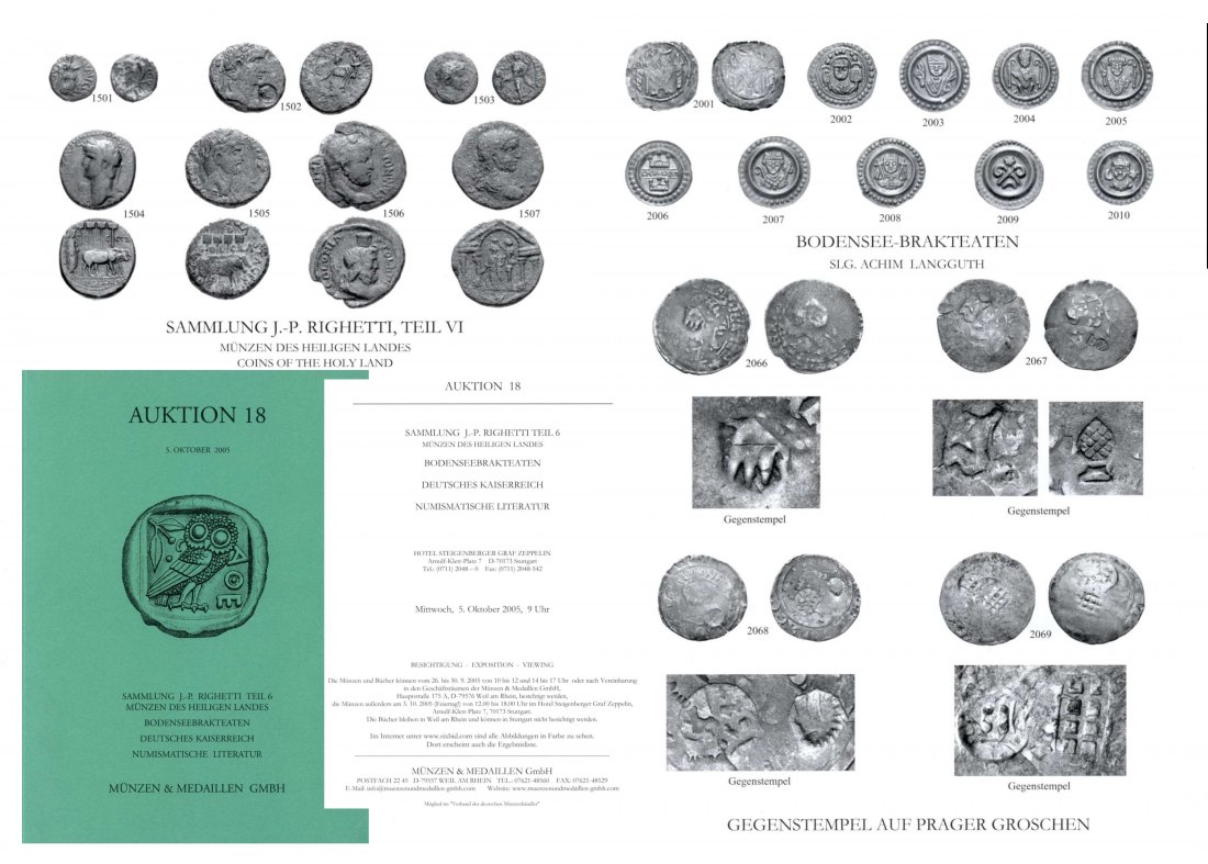  M & M GMBH Weil am Rhein 18 (2005) Sammlung Righetti - Teil 6 ,Sammlung LANGGUTH Bodensee Brakteaten   