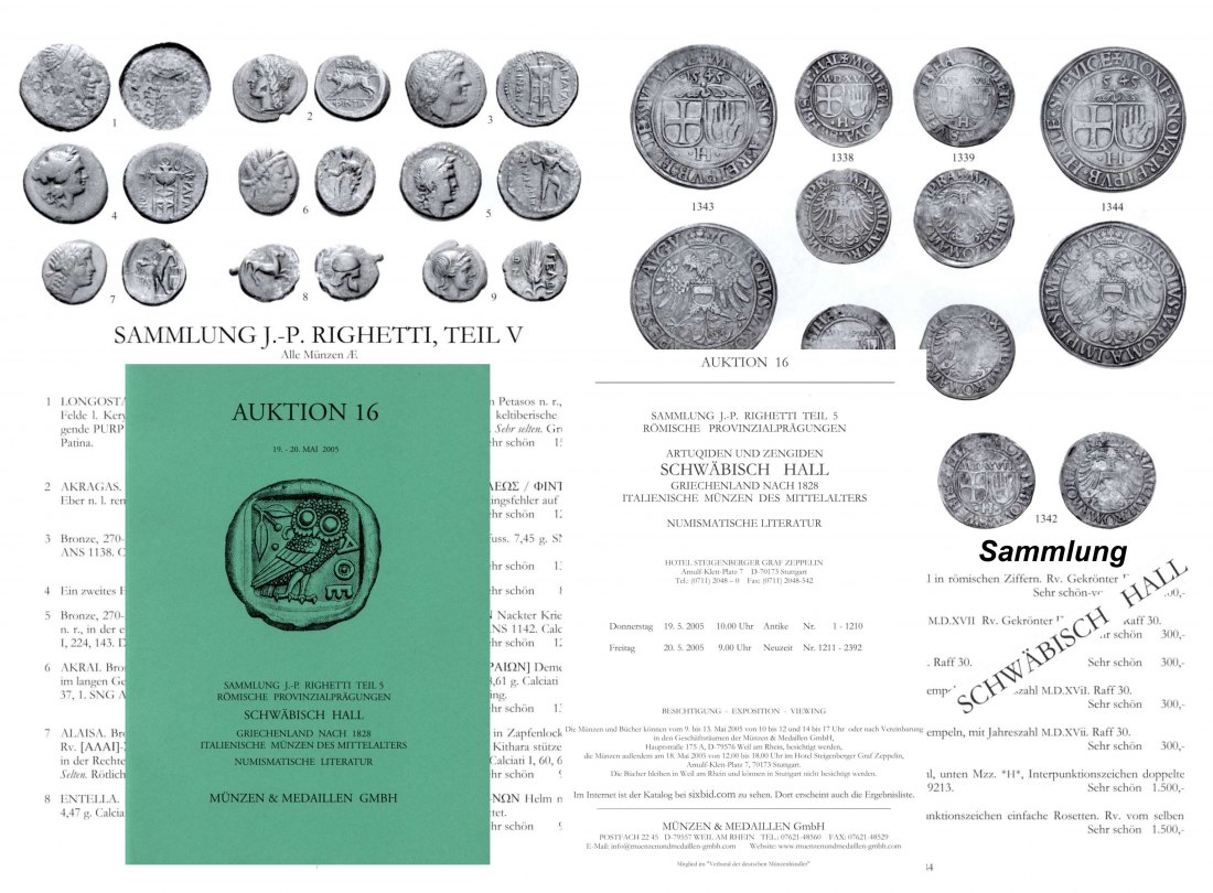 M & M GMBH Weil am Rhein 16 (2005) Sammlung Righetti - Teil 5 Sammlung Schwäbisch Hall ,Griechenland