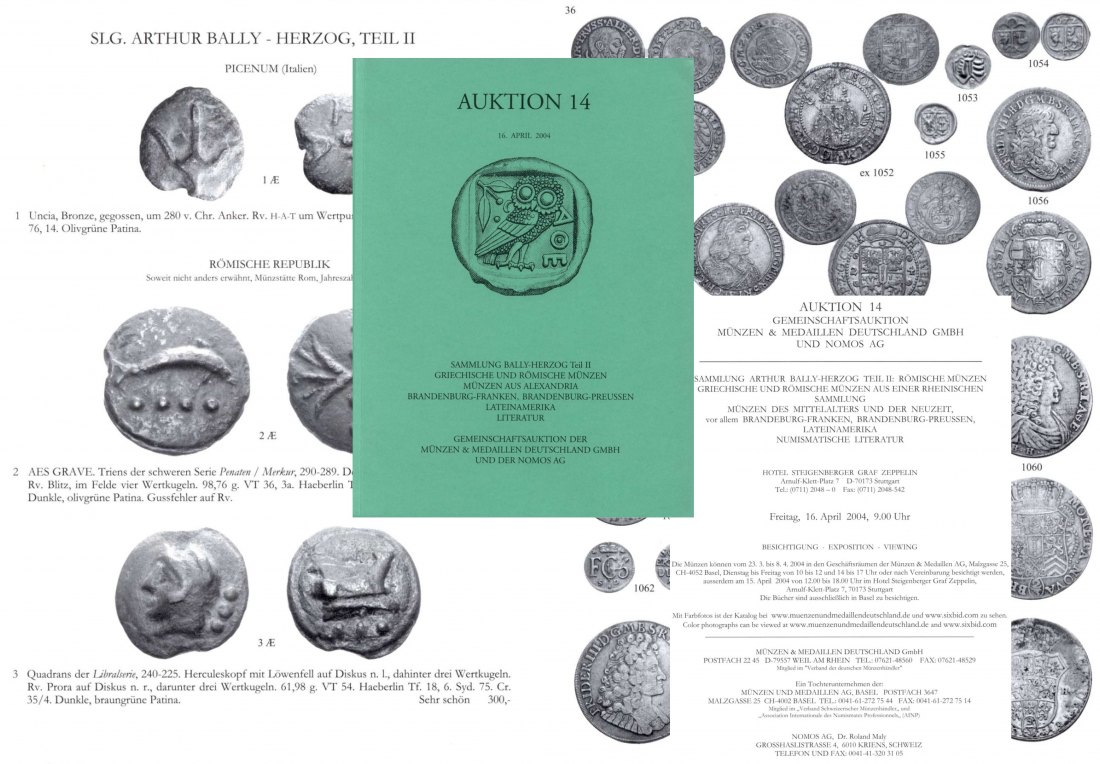  M & M GMBH Weil am Rhein 14 (2004) Griechische und Römische Münzen ,Sammlung BALLY - HERZOG Teil 2   