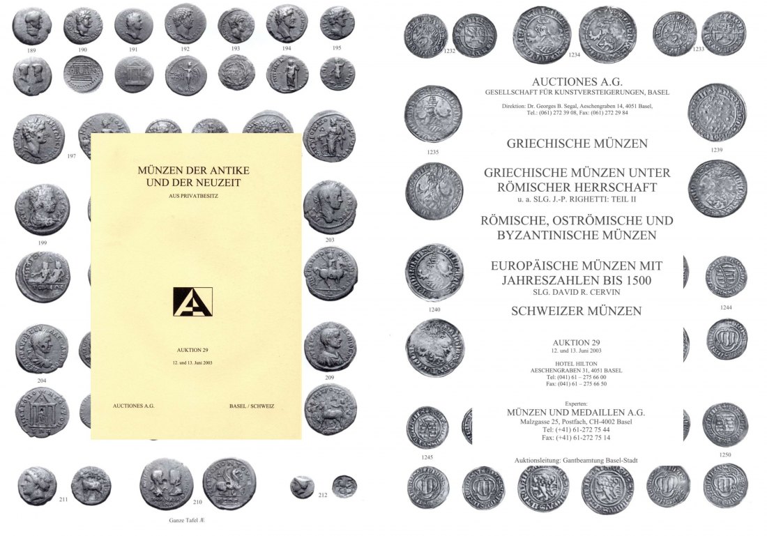  Auctiones AG (Basel) 29 (2003) Sammlung Righetti Teil 2 Europäische Münzen mit Jahreszahlen bis 1500   