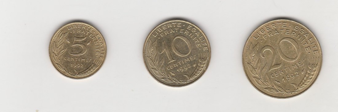  5,10 und 20  Centimes Frankreich 1992 (N059)   