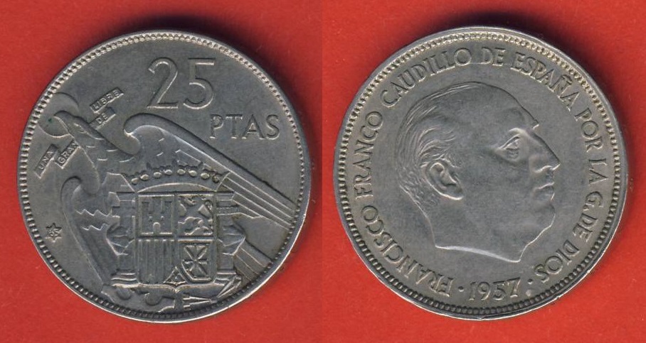 Spanien 25 Peseten 1957 (65)   