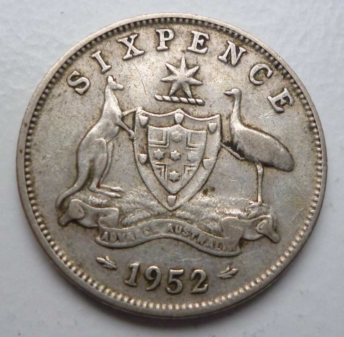  Australien 6 Pence 1952 Wappen / Georg VI.   